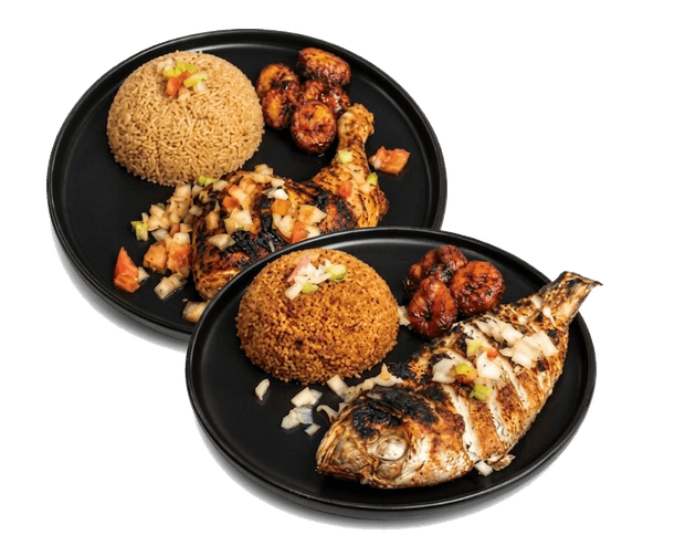 Les deux thieb Boudou : le blanc au poulet et le rouge au poisson grillé